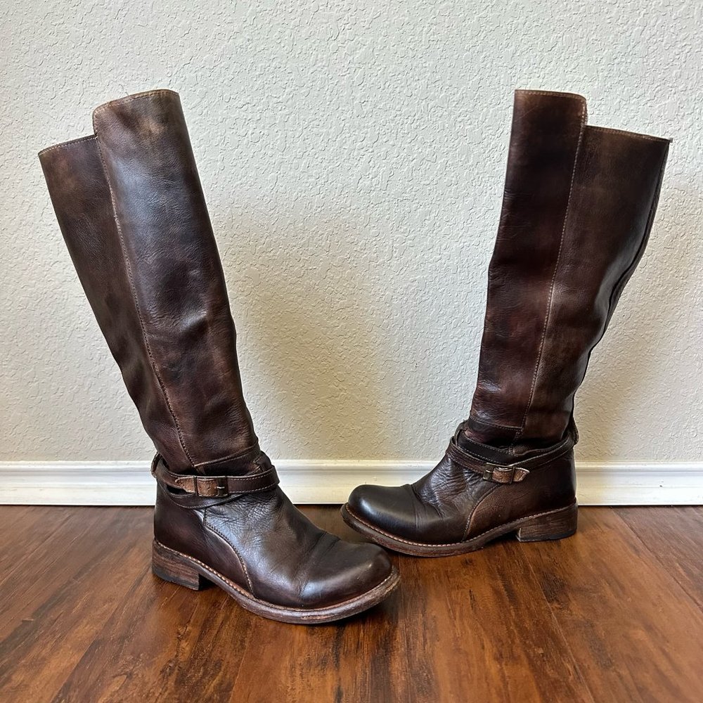 BED STU Womens Cobbler Series Espresso Leather Knee High Boots Riding